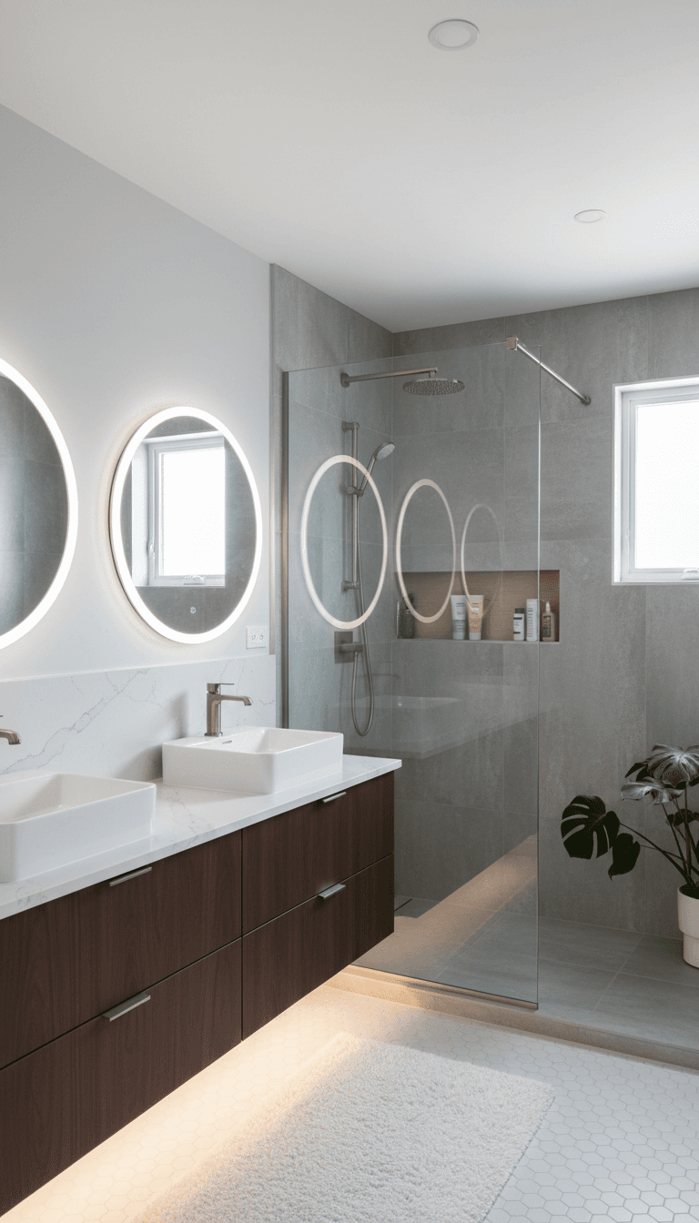 bathroom remodel with new tile shower and vanity in modern style